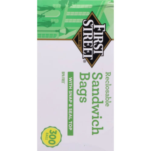 First Street Sandwich Bags, Reclosable