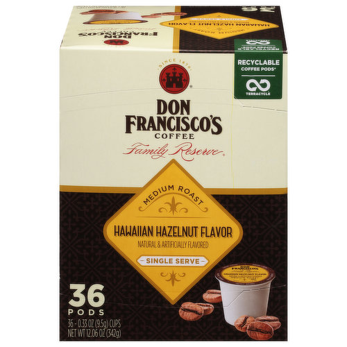 Don Francisco's Coffee, Medium Roast, Hawaiian Hazelnut Flavor, Pods
