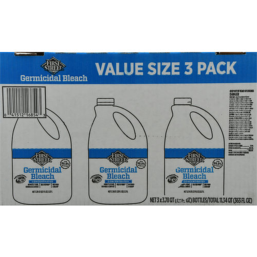 First Street Germicidal Bleach, Concentrated, Value Size, 3 Pack