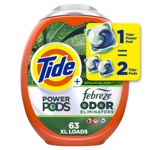 Tide Power Pods Laundry Detergent with Febreze, 63 Ct, Botanical Rain