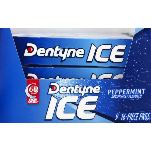 Dentyne Ice Gum, Sugar Free, Peppermint, 9 Pack