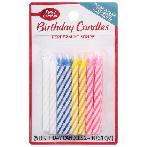 Betty Crocker Birthday Candles, Peppermint Stripe, 2.4 Inch