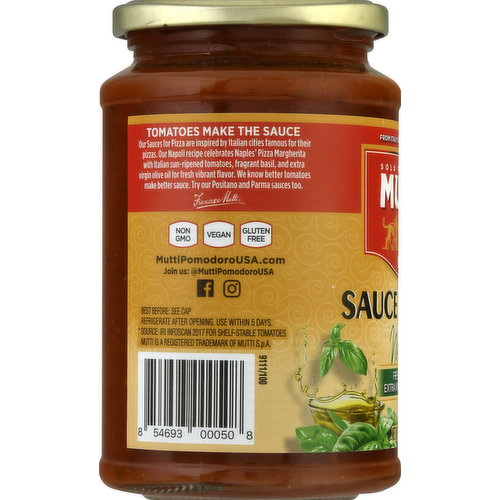 Mutti Sauce for Pizza, Napoli, Fresh Basil & Extra Virgin Olive Oil