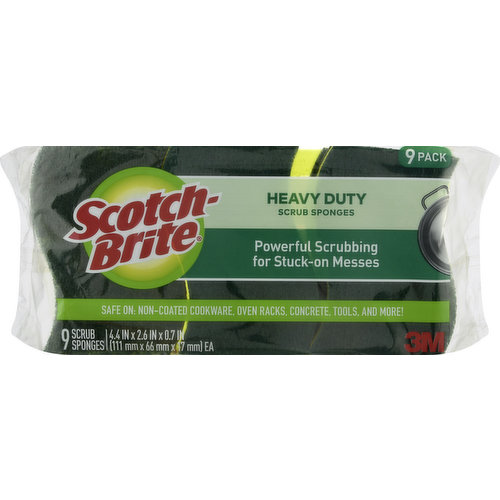 Scotch Brite Scrub Sponges, Heavy Duty, 9 Pack