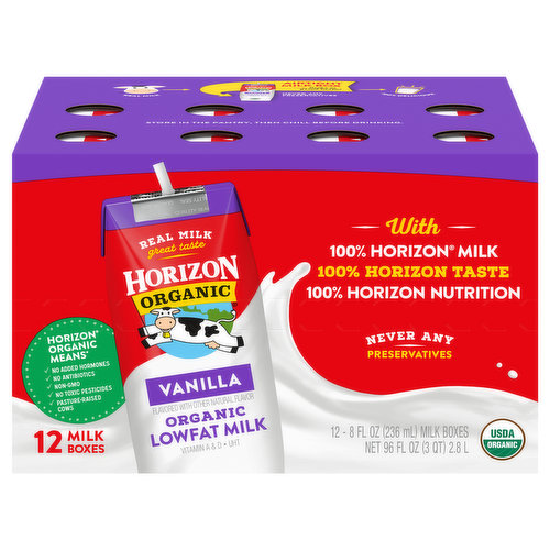 Horizon Organic Milk, Lowfat, Organic, Vanilla
