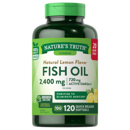 Nature's Truth Fish Oil, 2,400 mg, Softgels, Natural Lemon Flavor