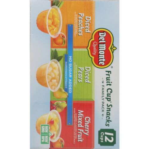 Del Monte No Sugar Added Diced Peaches/Diced Pears/Cherry Mixed Fruit Fruit Cups Snacks Family Pack
