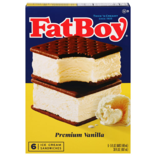 FatBoy Ice Cream Sandwiches, Premium Vanilla