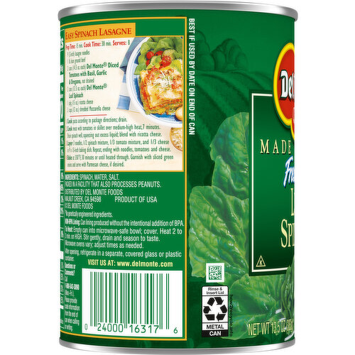 Del Monte Leaf Spinach