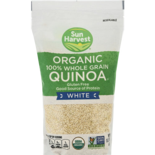 Sun Harvest Quinoa, Organic, 100% Whole Grain, White
