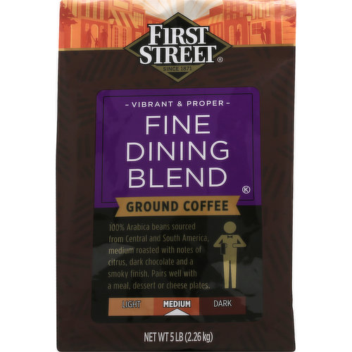 First Street Coffee, Ground, Fine Dining Blend, Medium