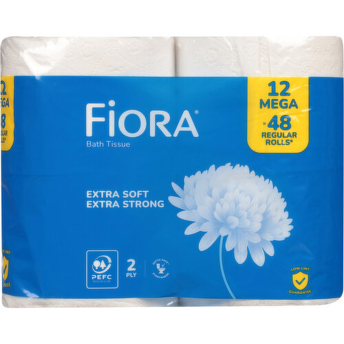 Fiora 2-Ply Extra Soft Extra Strong Mega Unscented Mega Bath Tissue