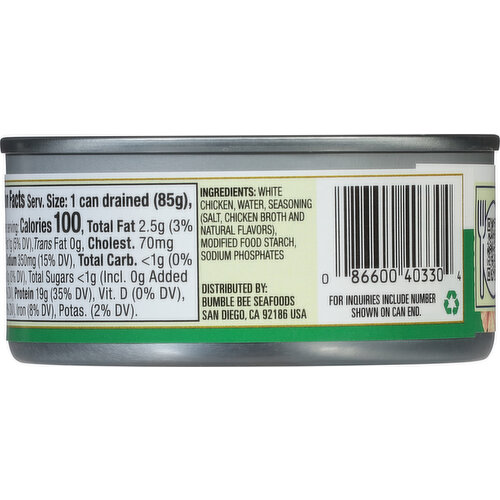 Bumble Bee White Chicken, in Water, Premium Chunk