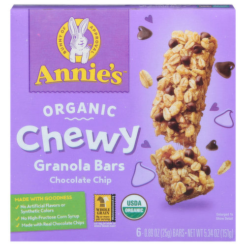 Annie's Granola Bars, Chocolate Chip, Organic, Chewy