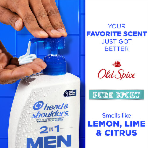 Head & Shoulders Mens 2 in 1 Dandruff Shampoo and Conditioner, Old Spice Pure Sport