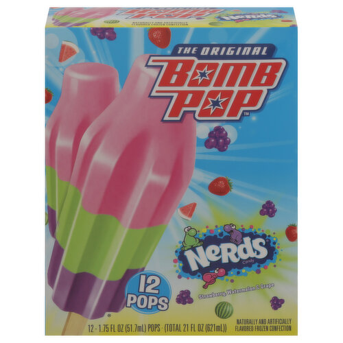 Bomb Pop Pops, Strawberry/Watermelon/Grape, Nerds