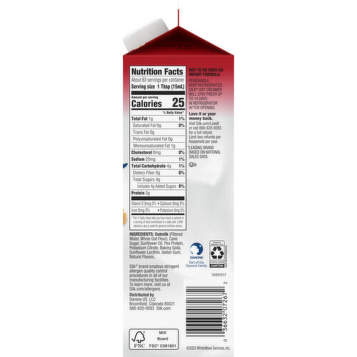 Silk Dairy-Free Oatmeal Cookie Oat Creamer