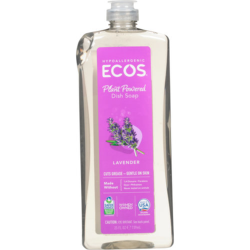 Ecos Dish Soap, Lavender, Hypoallergenic, Plant Powered