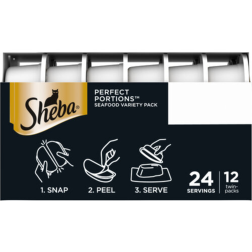 Sheba Cat Food, Pate in Natural Juices, with Sustainable Salmon/Tender White Fish & Tuna Entree, Seafood Variety Pack