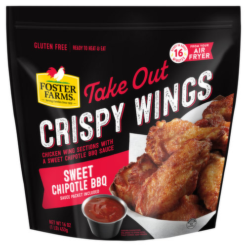 Foster Farms Crispy Wings, Sweet Chipotle BBQ, Take Out