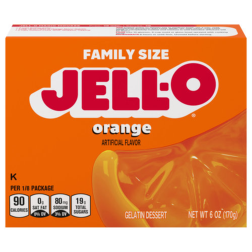 Jell-O Gelatin Dessert, Orange, Family Size