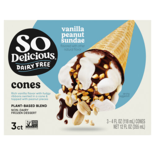 So Delicious Dairy Free Vegan Vanilla Peanut Frozen Dessert Sundae Cones