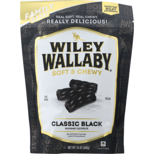 Wiley Wallaby Licorice, Gourmet, Classic Black, Soft & Chewy, Family Size!