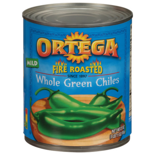 Ortega Green Chiles, Fire Roasted, Mild, Whole