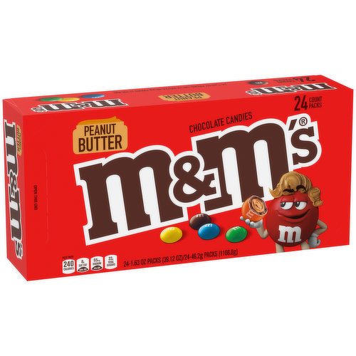 M&M's Chocolate Candies, Peanut Butter, 24 Pack