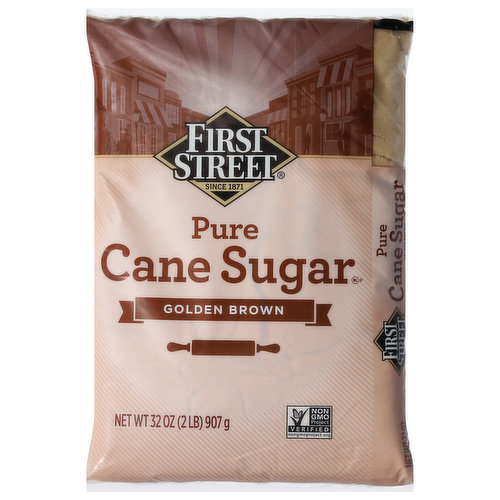 First Street Cane Sugar, Pure, Golden Brown