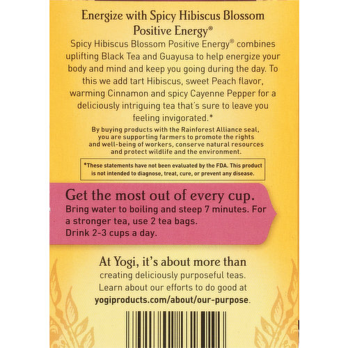 Yogi Herbal Supplement, Positive Energy, Spicy Hibiscus Blossom, Tea Bags