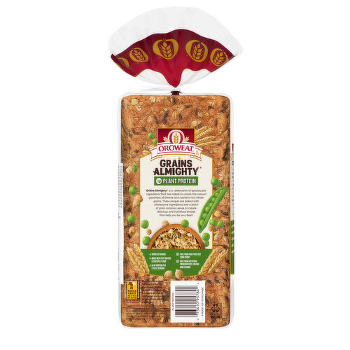 Oroweat Plant Protein Whole Grains Pre-sliced Bread, 20 oz