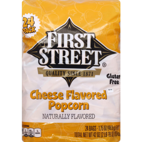 First Street Popcorn, Cheese Flavored, 24 Pack