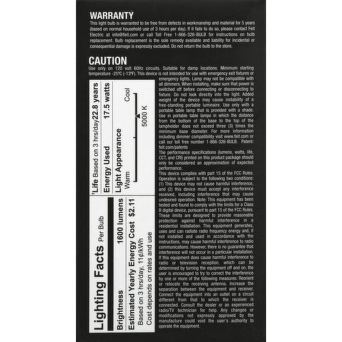 Feit Electric Light Bulbs, LED, Replacement, Daylight, 100 Watts