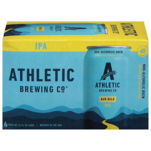 Athletic Brewing Co Beer, IPA, Run Wild, 6 Pack