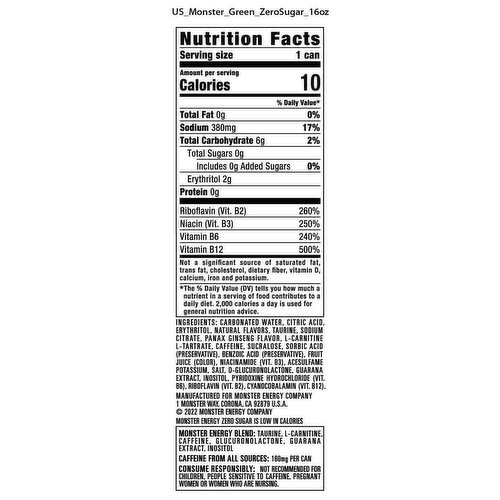 Monster Energy Monster Energy Zero Sugar 16 Fl Oz