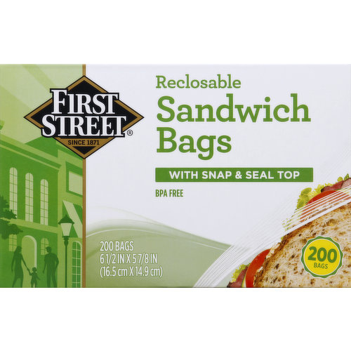 First Street Sandwich Bags, Reclosable