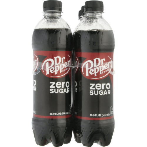 Dr Pepper Soda, Zero Sugar, 6 Pack
