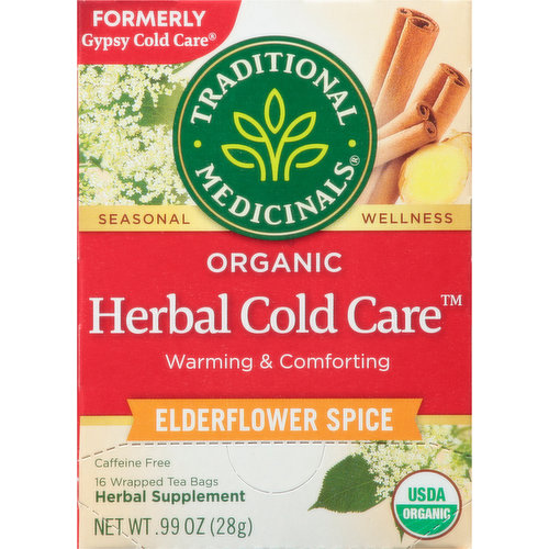 Traditional Medicinals Herbal Supplement, Organic, Herbal Cold Care, Elderflower Spice, Tea Bags