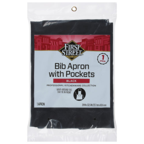 First Street Bib Apron, Black