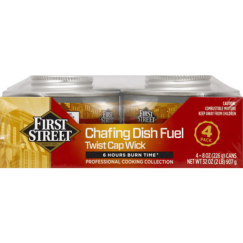 First Street Dish Fuel, Chafing, Twist Cap Wick, 4 Pack