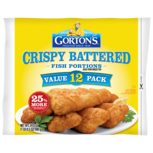 Gorton's Fish Portions, Crispy Battered, Value Pack