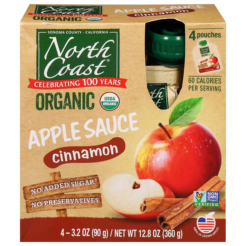 North Coast Apple Sauce, Organic, with Cinnamon