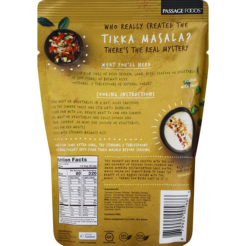 Passage to India Simmer Sauce, Tikka Masala