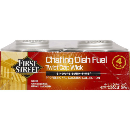 First Street Dish Fuel, Chafing, Twist Cap Wick, 4 Pack
