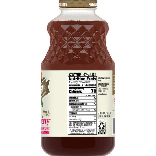 RW Knudsen Family 100% Juice, Just Cranberry