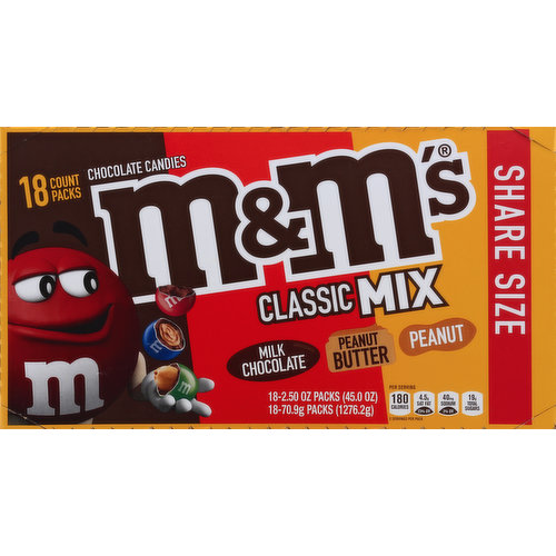 M&M's Milk Chocolate Candy, Full Size, 1.69 oz, 48-count