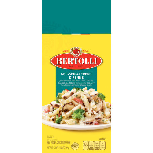 Bertolli Chicken Alfredo & Penne With Broccoli, Portabella Mushrooms & Tomatoes Frozen Meal
