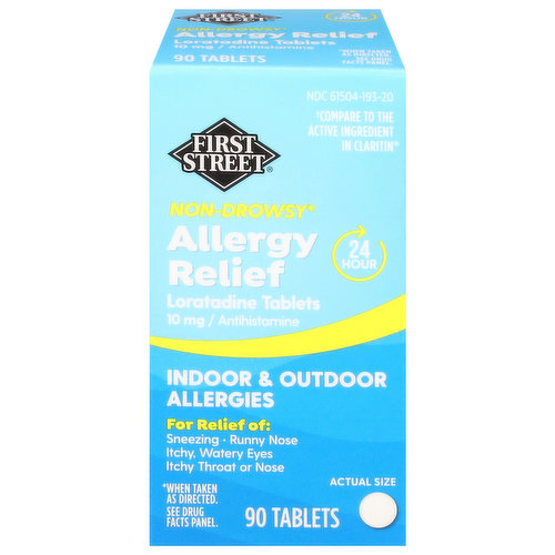 First Street Allergy Relief, Indoor & Outdoor, 10 mg, Tablets