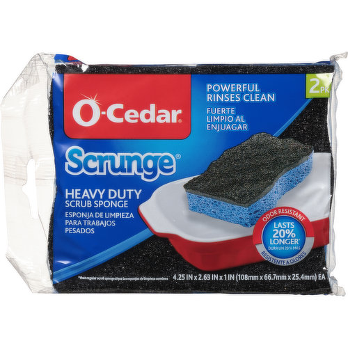 O-Cedar Scrub Sponge, Heavy Duty, 2 Pack